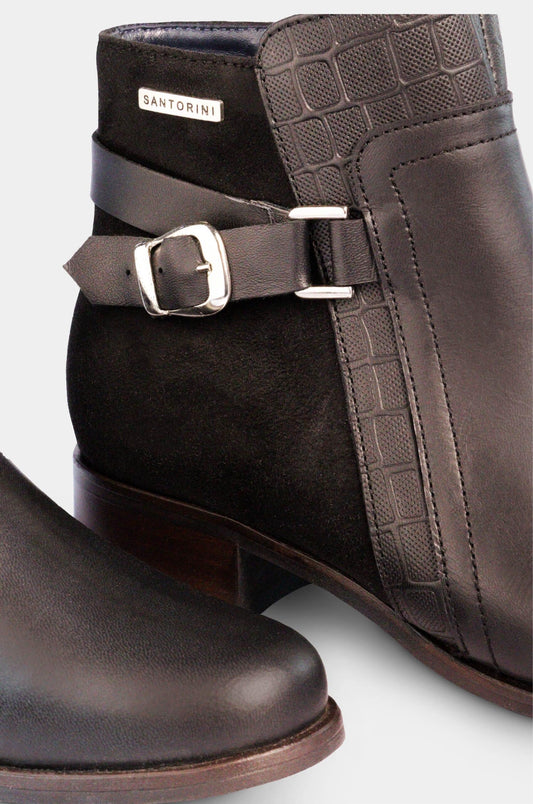 BOTINES PARA MUJER PERETEA CUERO NEGRO SANTORINI - vista 3