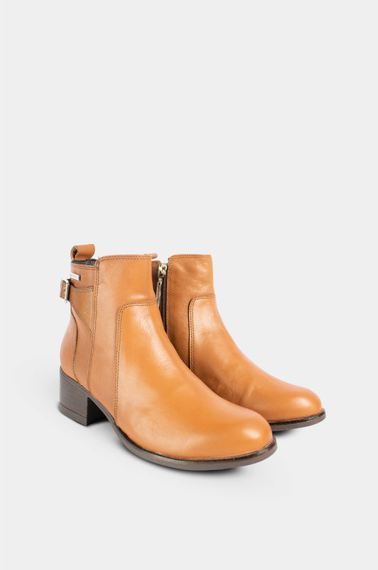 BOTINES PARA MUJER PULINA CUERO CAMEL SANTORINI - vista 2
