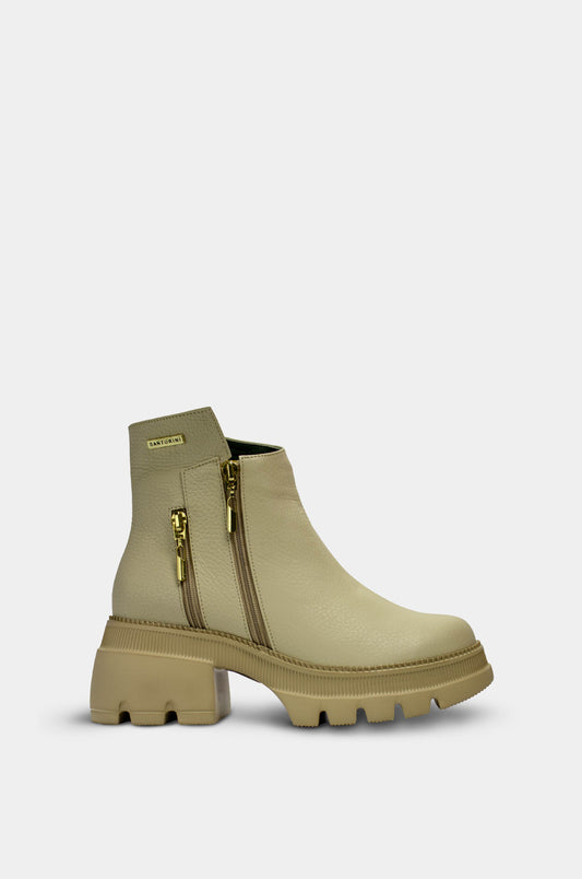 BOTINES PARA MUJER ZOE CUERO BEIGE SANTORINI - vista lateral