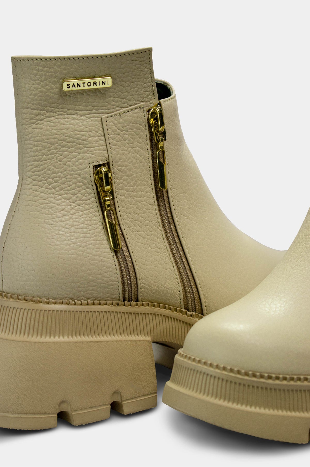 BOTINES PARA MUJER ZOE CUERO BEIGE SANTORINI - detalle