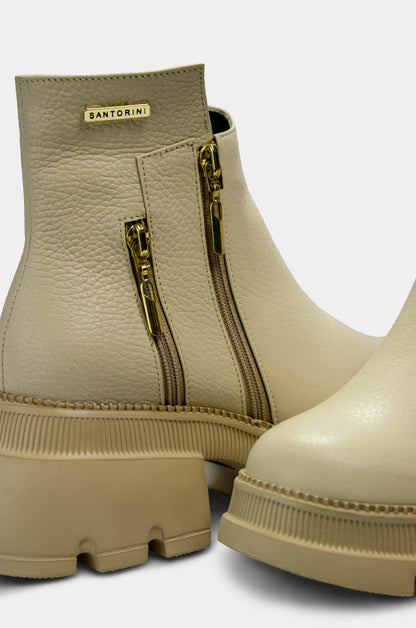 BOTINES PARA MUJER ZOE CUERO BEIGE SANTORINI - detalle