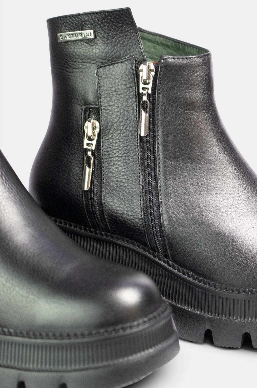 BOTINES PARA MUJER ZOE CUERO NEGRO SANTORINI - vista 3