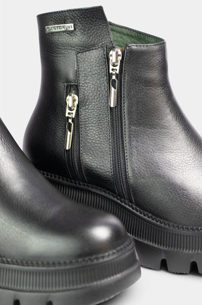 BOTINES PARA MUJER ZOE CUERO NEGRO SANTORINI - vista 3