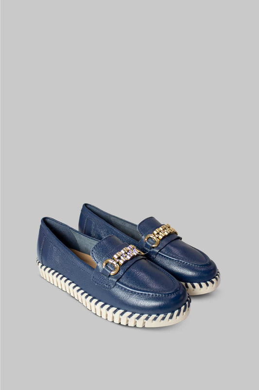 MOCASINES PARA MUJER CECILIA CUERO AZUL BOTTERO - vista 2